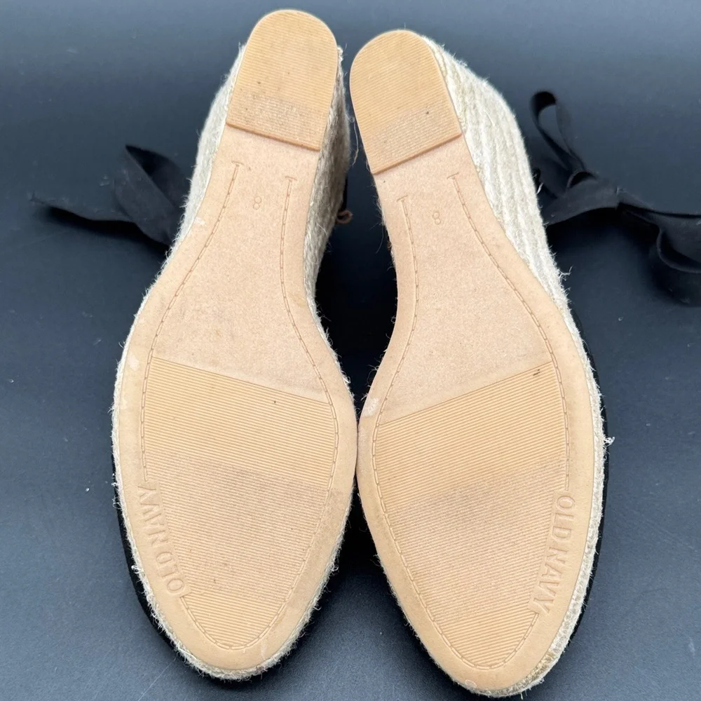 Old Navy Black Espadrille Wedge Size 8